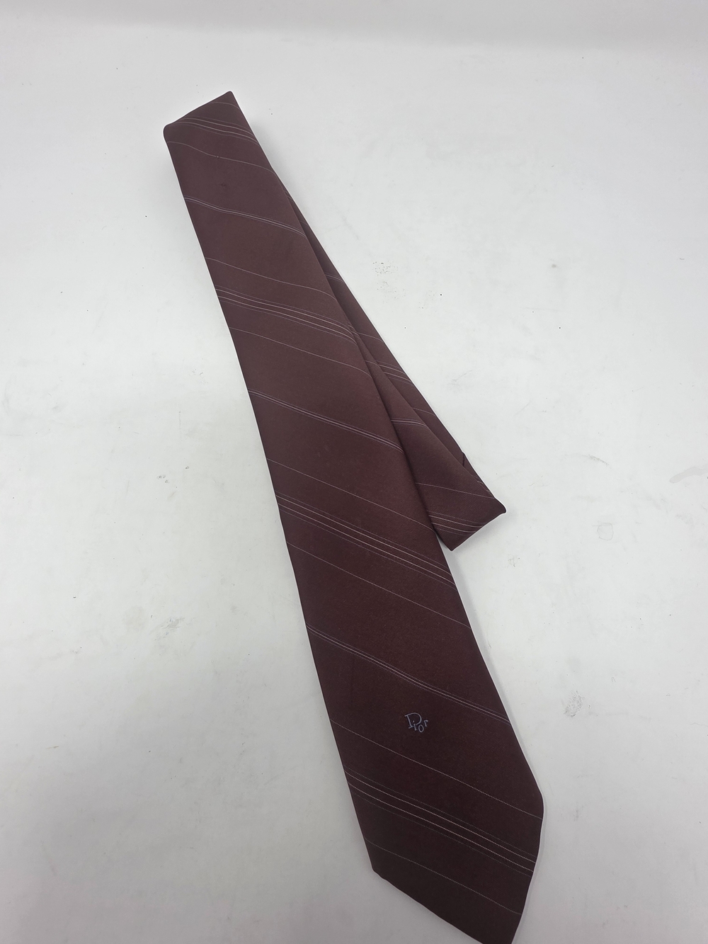 Christian Dior Monsieur Burgundy Striped Silk Blend Tie Made in Italy